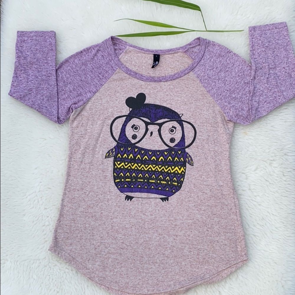 Ing Owl With Purple Glasses Jersey Style Shirt
